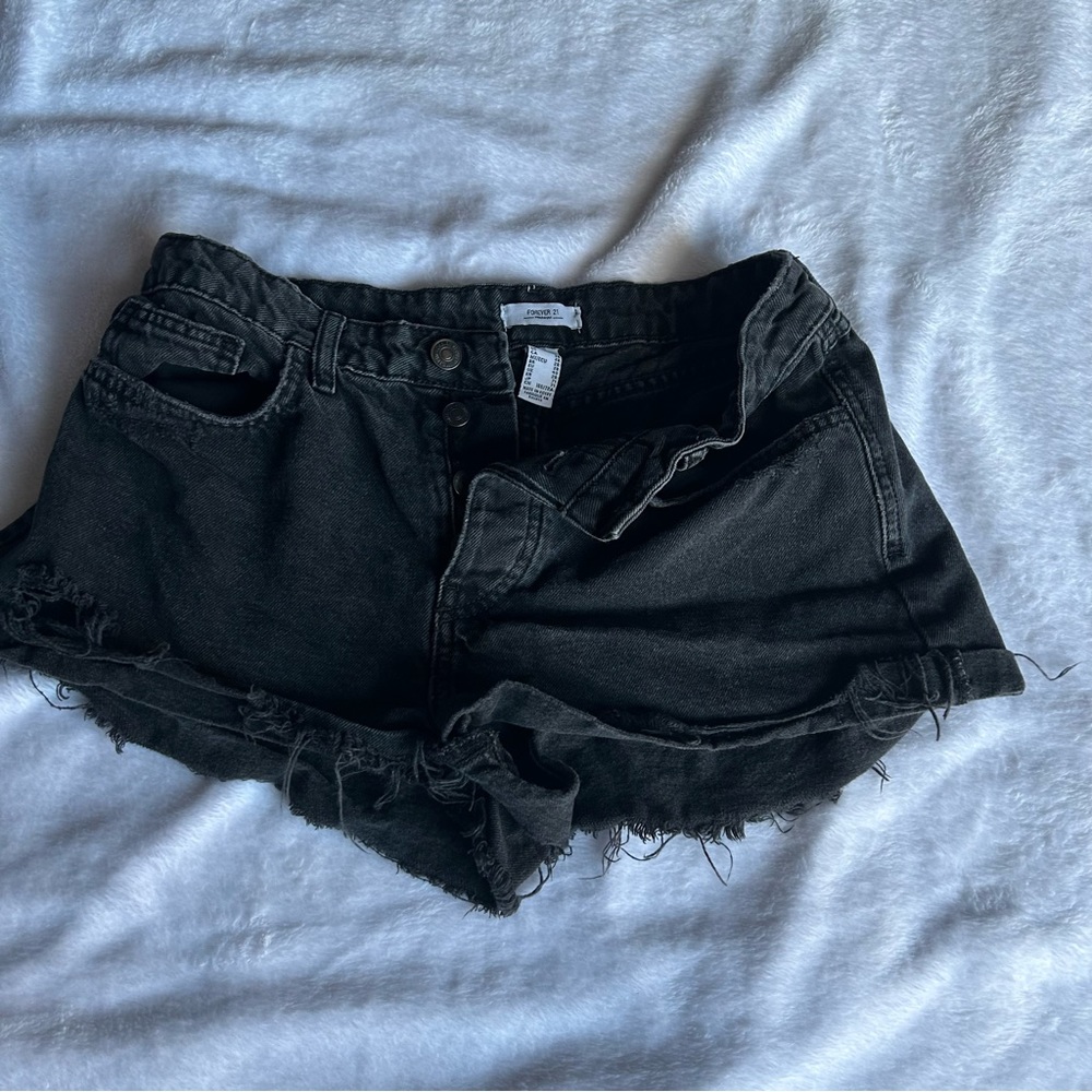 Black denim jean shorts